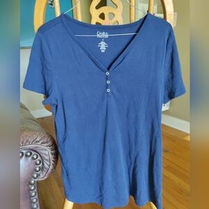Croft and Barrow vneck blouse, blue, small